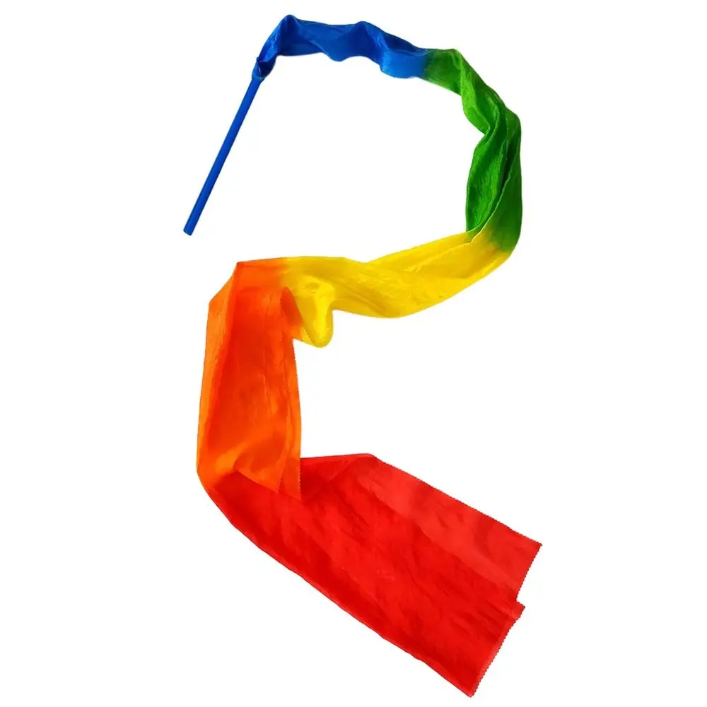 Beautiful Colorful Dancing Ribbons With Rod Silk Dance Ribbon Stage Show Prop