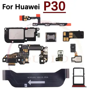 Bilashmart Charging Port Board Huawei P30 Loudspeaker Ringer Buzzer Fingerprint Sensor On/Off Volume Motherboard Port Flex Cable