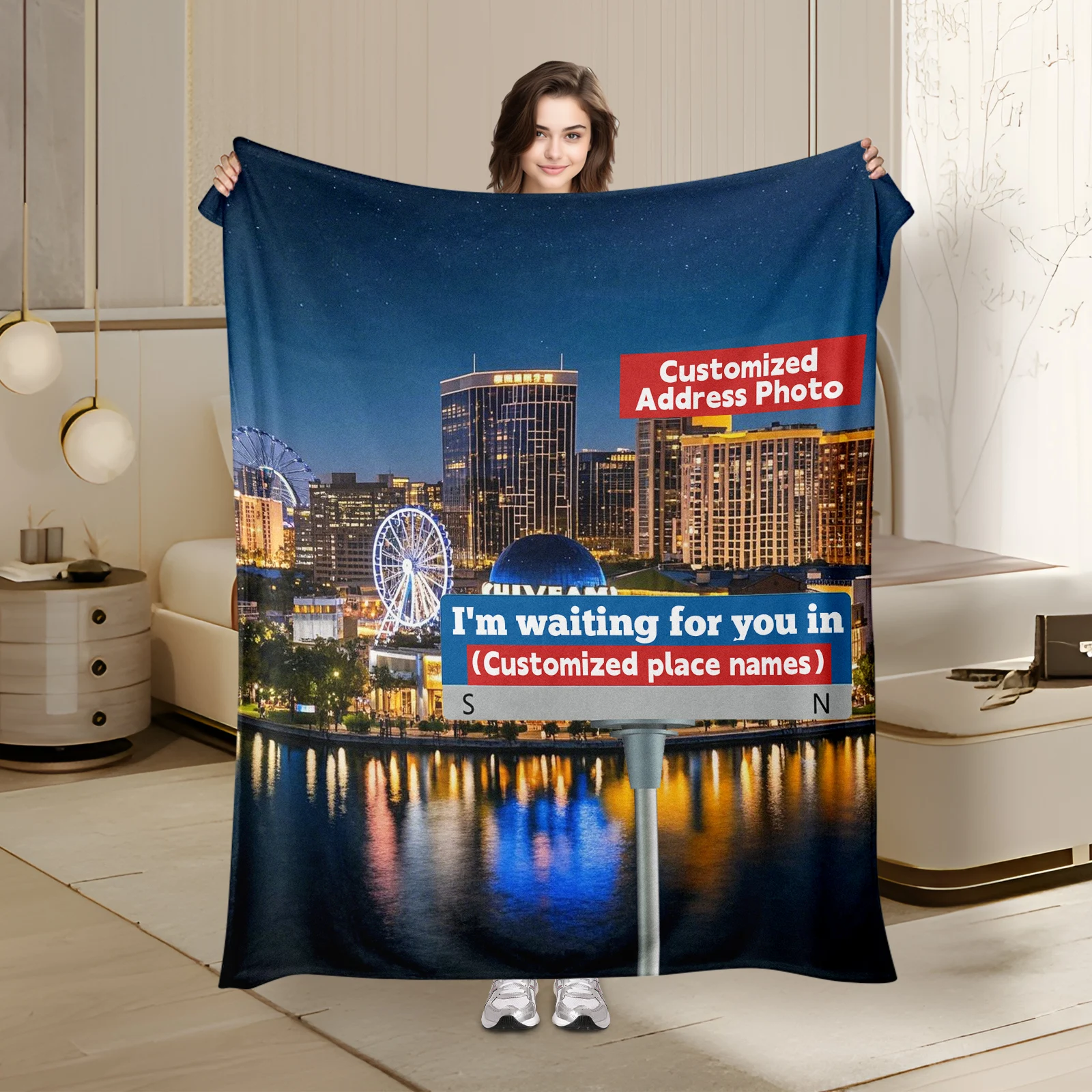 

Customize A Blanket That Includes An American Road Sign With A Romantic Note Written On It To Treasure Your Bond