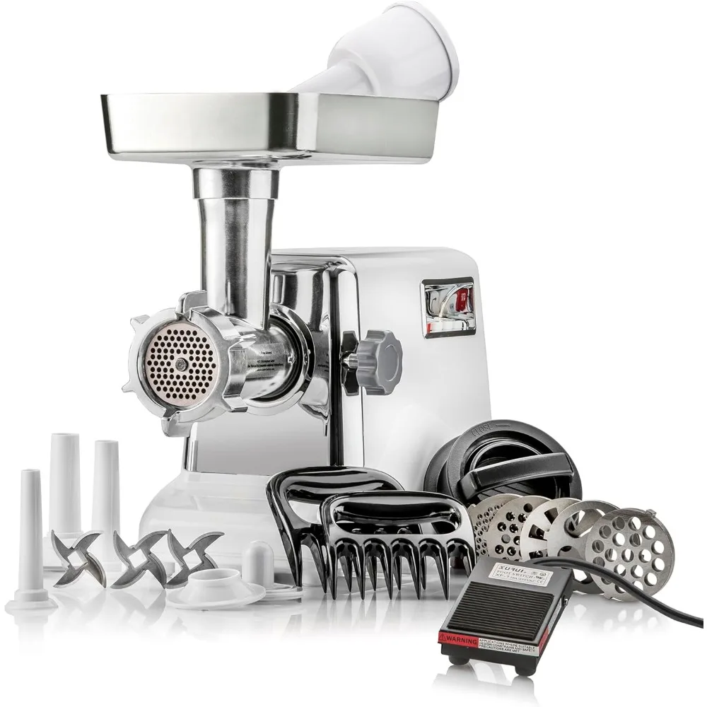 

Turboforce 3000 Series 6-In-1 Powerful Size #12 Electric Meat Grinder with Foot Pedal • Sausage Stuffer • Kubbe Maker