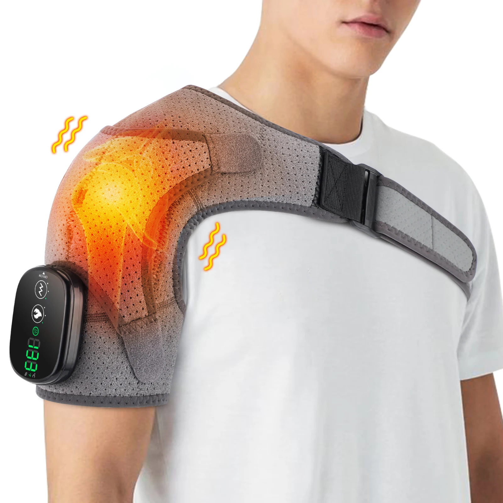 Adjustable Heating Vibration Massage Shoulder Brace Support, Electric Heating Pad for Shoulder Fatigue Relief, Warming Products