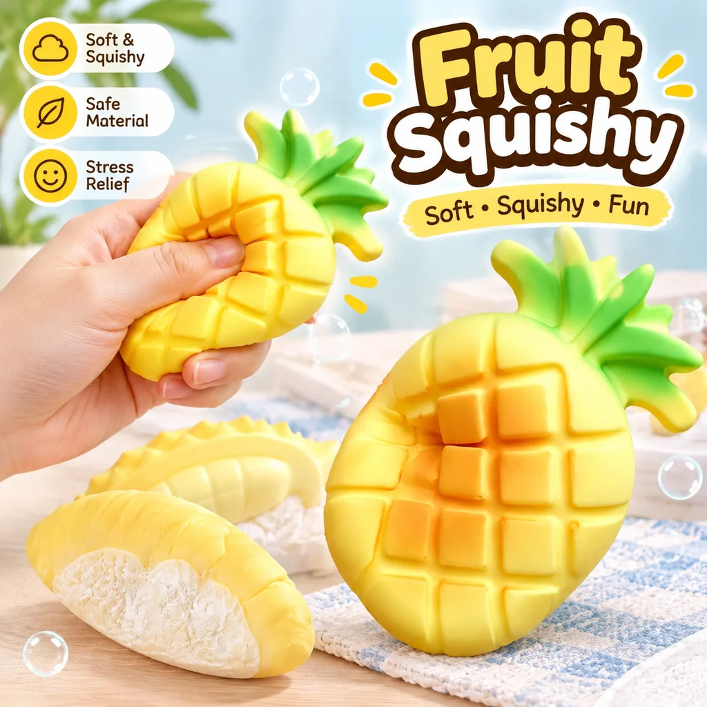 Squishy Slow Rising Durian Bread Squeeze Toy Super Soft Stress Relief Anti Anxiety Creative Simulation Fake Pineapple