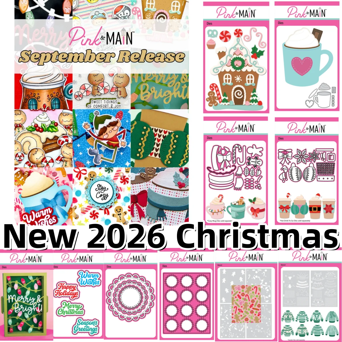 2026 Weihnachten Leuchtendes Lebkuchenhaus Pop-Up-Becher-Muster, Muschel- und Kreis-Metallstanzformen, klare Stempel, Schablone für DIY-Kartenherstellung