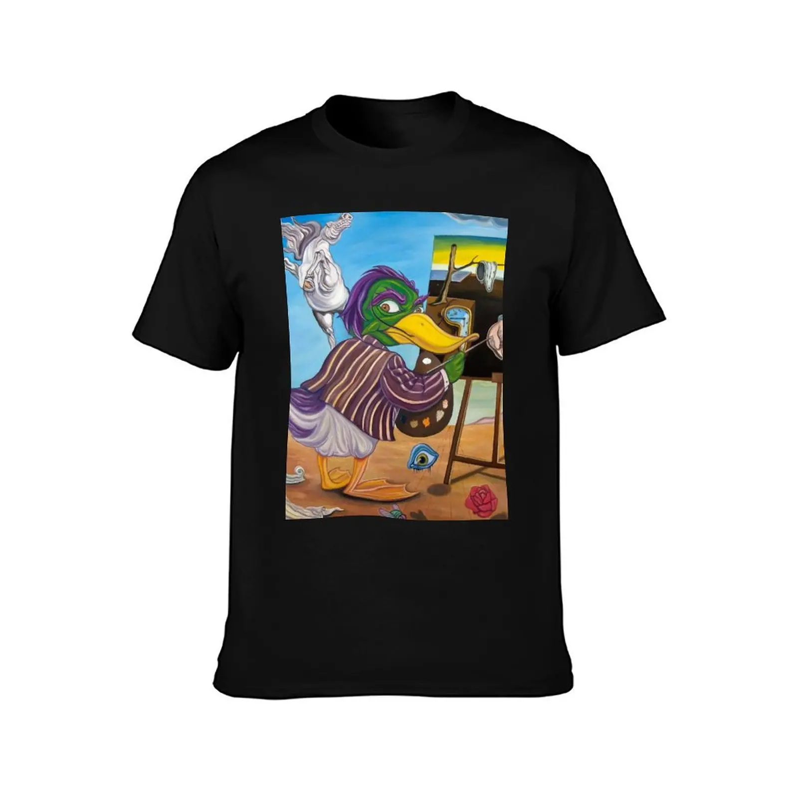 Salvador Ducklí T-Shirt, Summer Casual Cotton Tee, Oversized Streetwear Tops, Vintage Graphic Print, Loose Fit Short Sleeve