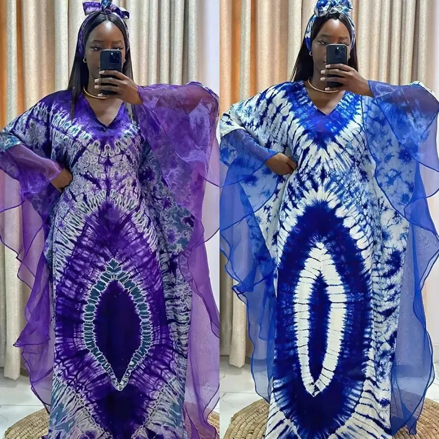 

Plus Size African Long Dresses for Women 2024 Traditional Nigeria Mesh Patchwork Caftan Dress Abaya Musulman Robe Femme Clothes