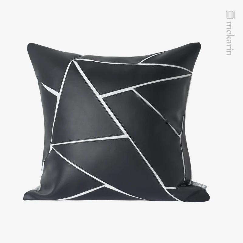 Hotel living room sofa pillow black and white geometric stitching pillow bedroom bedside waist pillow outdoor cushion