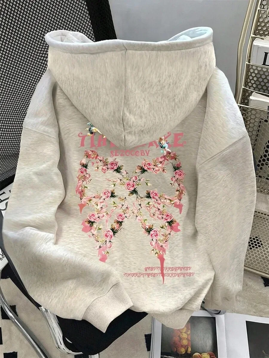 

Romantic - Styled Pure Cotton Hoodie Showcasing Exquisite Flower Bow Design - A Stylish Pick for Fashion - Conscious Shoppers
