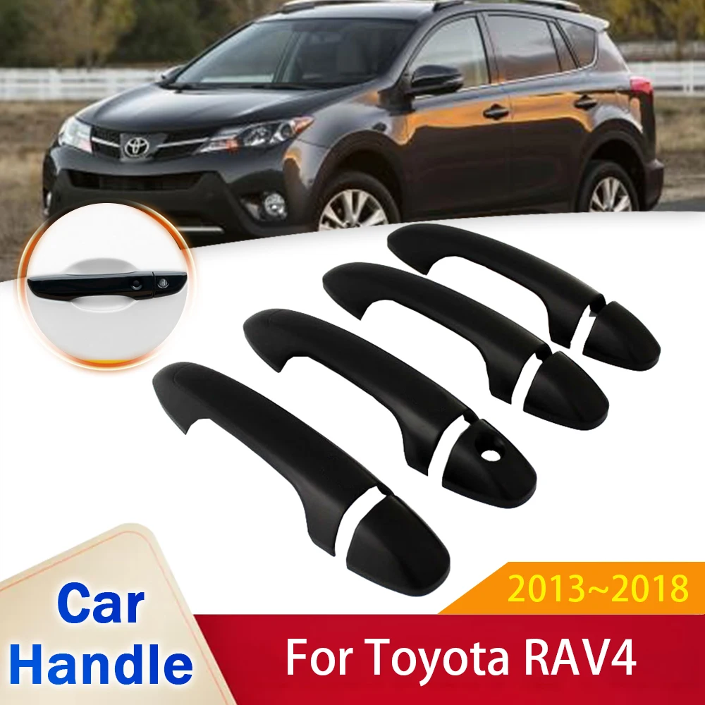 

for Toyota RAV4 RAV 4 Mk2 II XA40 2013~2018 Gloss Black Smart Door Handle Cover Stickers Trim Car Protective Styling Accessories