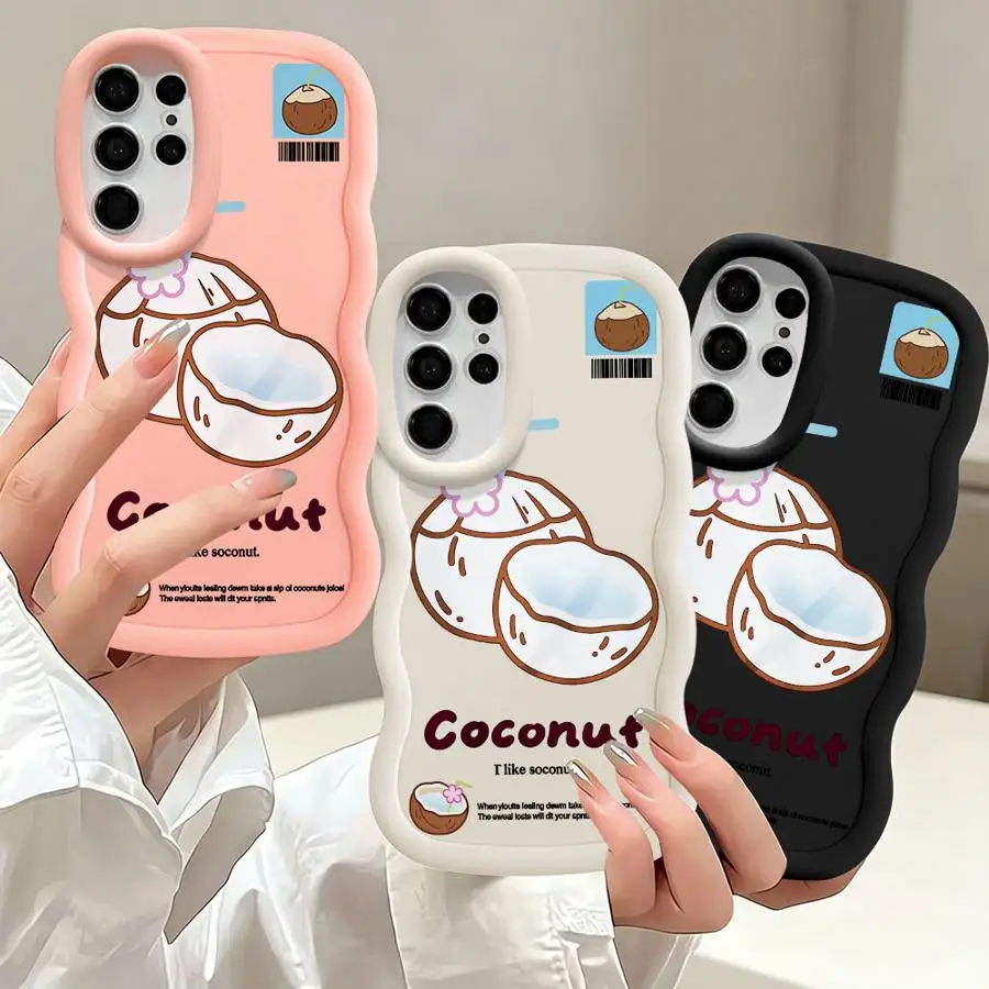Case for Samsung Galaxy S26 S23 Plus S24 S21 S25 S24+ S22 Ultra S25+ S20 FE Soft Phone Cover Cartoon Coconut Drink