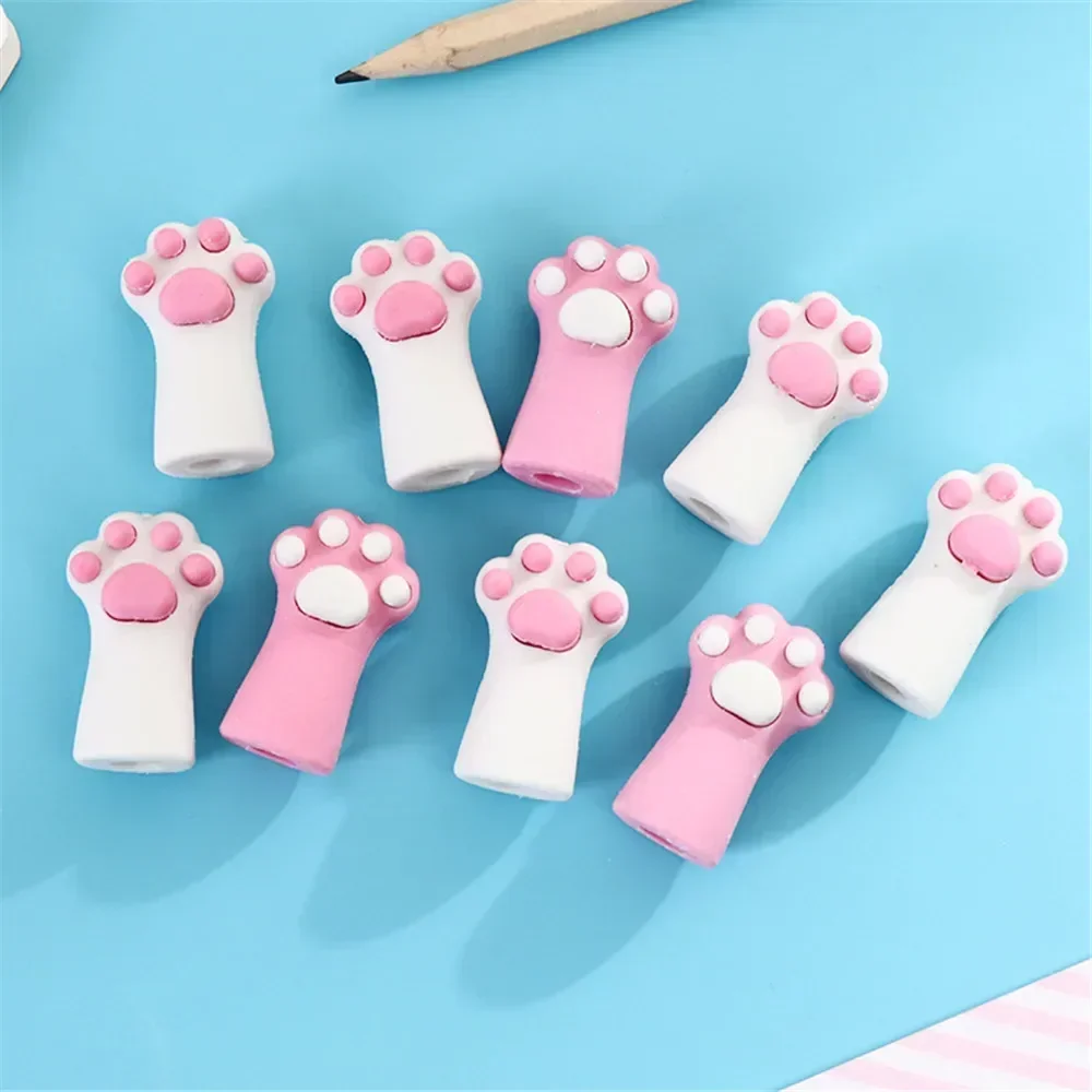 3pcs/set Cute Cat Paw Erasers Kawaii Stationery Pencil Cap Rubber Earser Kids Toys Correction Tool Pen Topper School Supplies