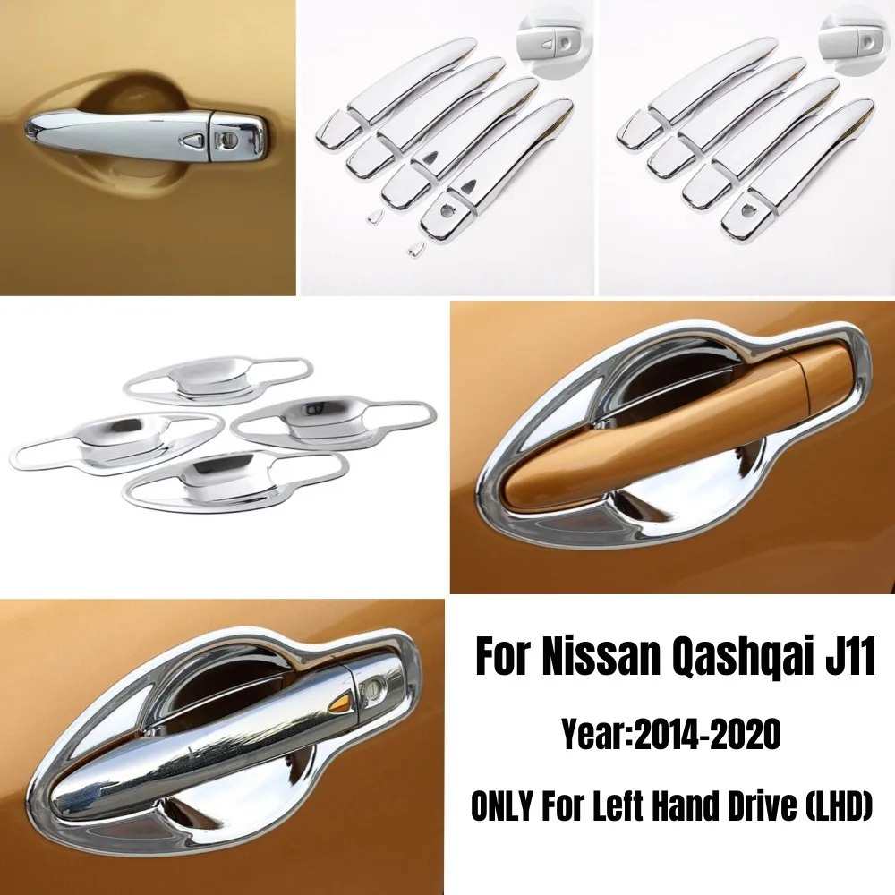 

For Nissan Qashqai J11 2014-2020 Car Accessories ABS Chrome Door Handle cover bowl cup cap trim insert bezel frame smart key