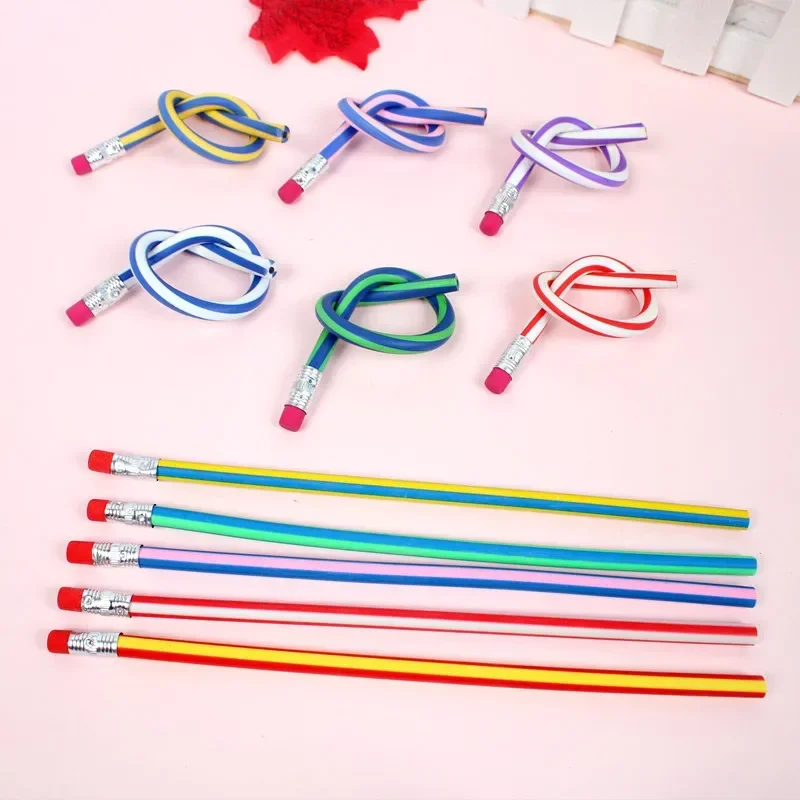 10/50Pc Colorful Flexible Bend Painting Pencils with Eraser for Kids Birthday gifts Party Favors Back To School Prize Goodie Bag