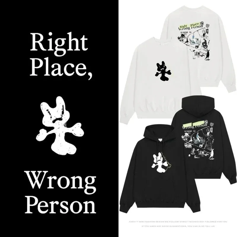 

Kpop RM Right Place Wrong Person Men/Women Hoodie Around Print Same Long Sleeve Sweatshirt Clothes Unisex Streetwear Tee Top