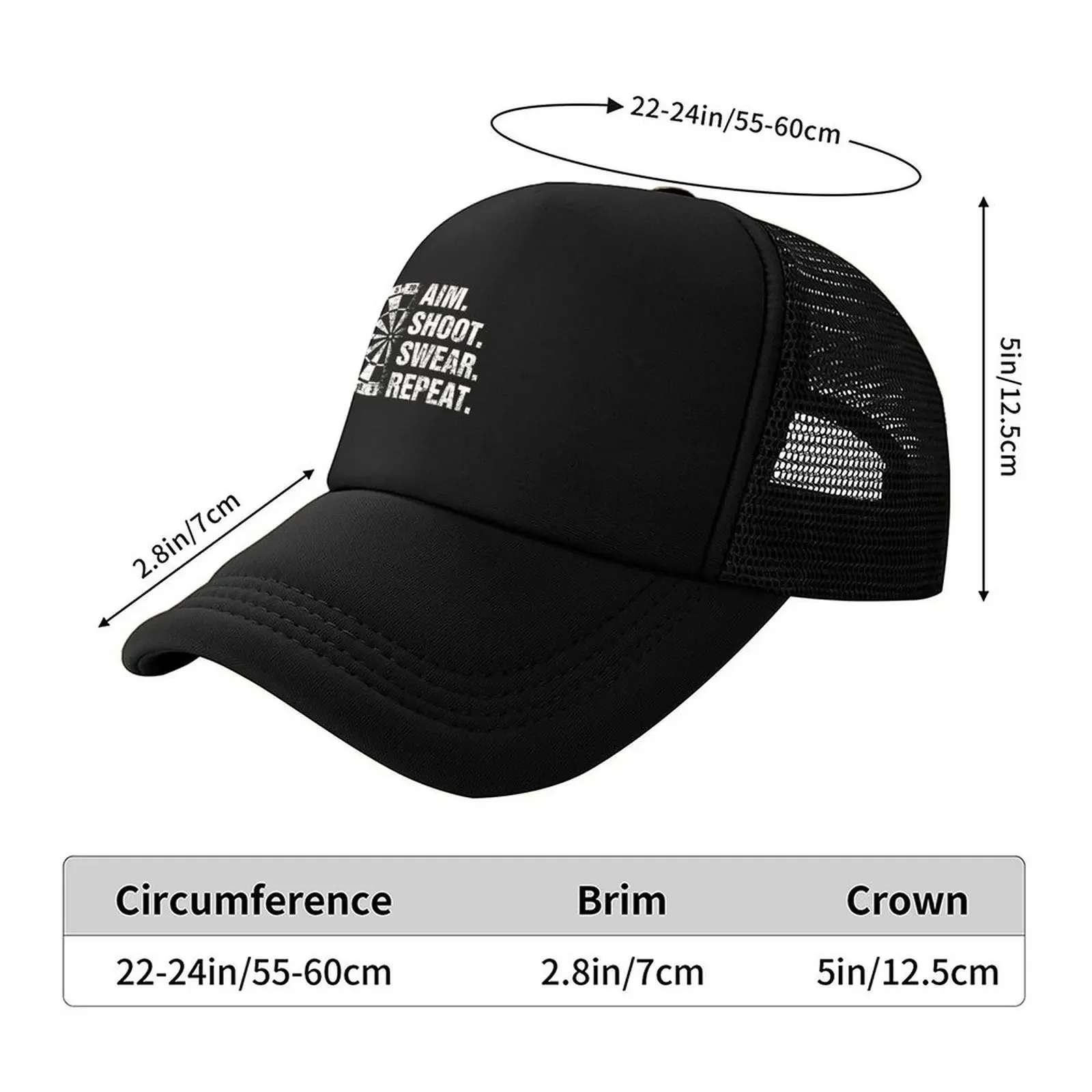 2026 Aim Shoot Swear Repeat Dartboard Dart Player Baseball Cap sun hat Funny hats Bobble Hat Baseball For Men Women's