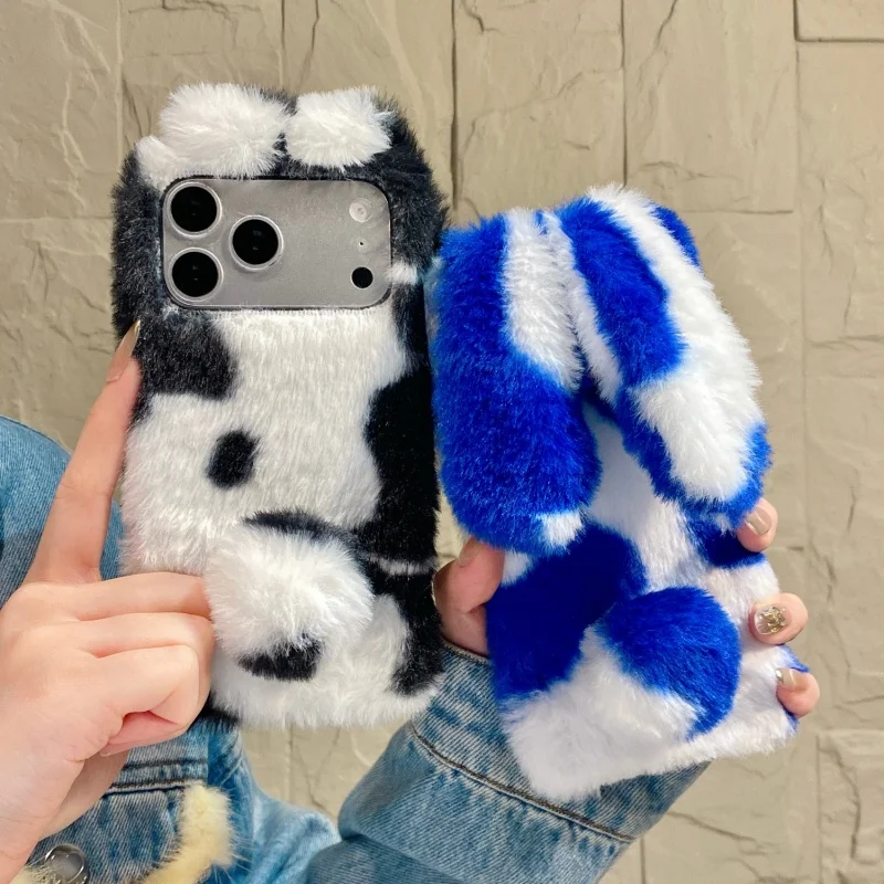 Cute Rabbit Design Fluffy Phone Cases for iPhone 17 16 15 14 13 12 11 Pro Max Women Nice Covers view 4