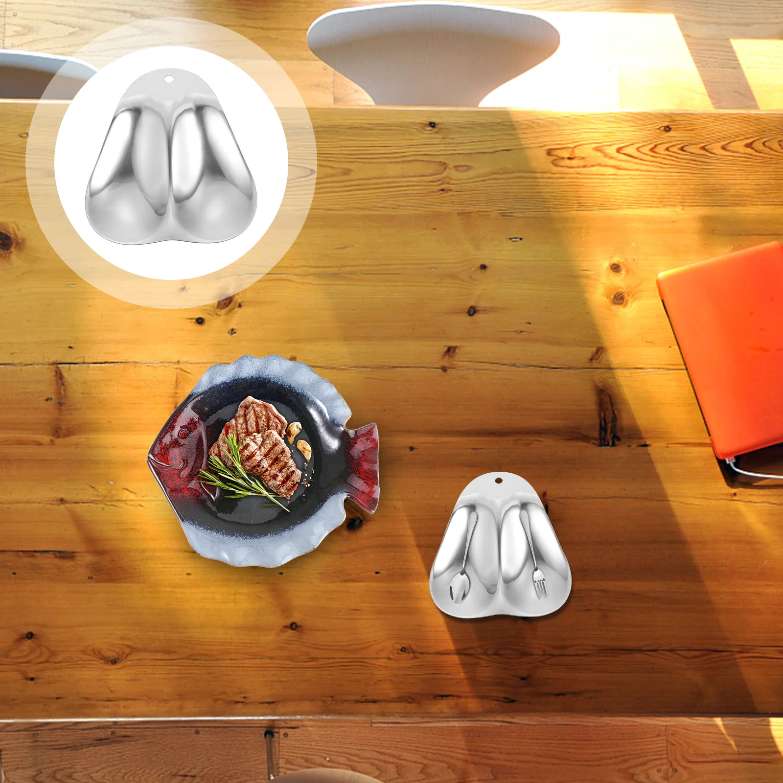 1Pcs Stainless Steel Spoon Rest Smooth Edges No Hand Injury Secure Hold for Hot Pot Spoon Slotted Scoop and Spatula Keeps