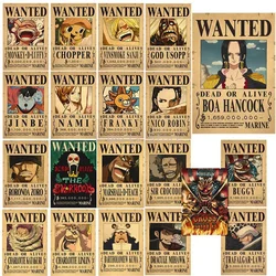 New Bounty One Piece Anime Figure Luffy Vintage Wanted Warrant Posters Children Room Wall Decoration Paintings Toys Gifts