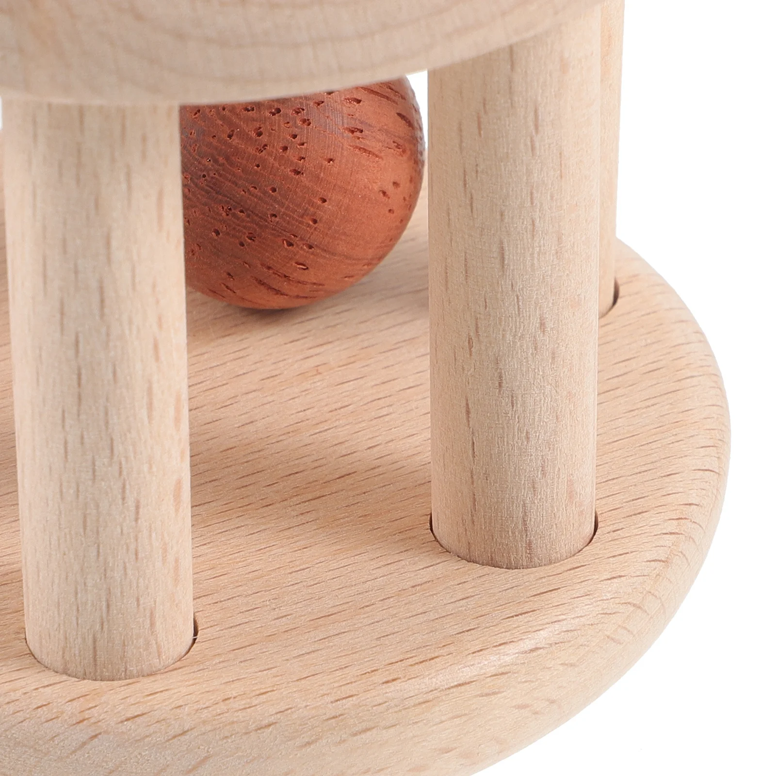 Rolo de chocalho de madeira, superfície lisa, sem rebarbas, seguro para o bebê, capacidade de exploração, presente de aniversário de natal, 1 peça