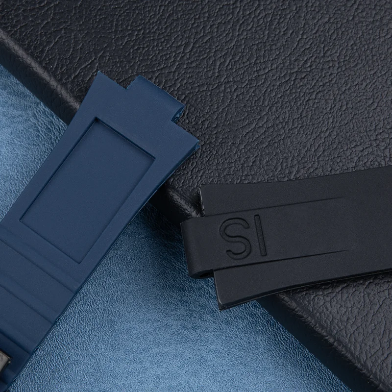 محدب 24*11 مللي متر واجهة جودة الأسود بولي TPU المطاط معصمه ل أوريس حزام AQUIS سوار مقاوم للماء حزام الساعات مع أضعاف مشبك