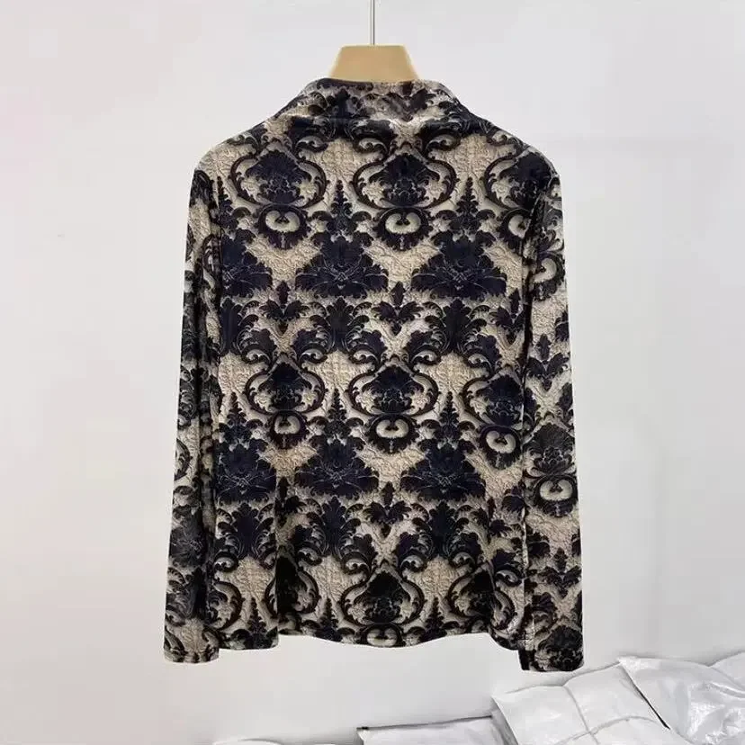 قميص بتصميم الطبقة الداخلية الحرارية العصرية في الخريف والشتاء قميص جديد على الوجهين من المخمل الألماني متوسط الرقبة #3