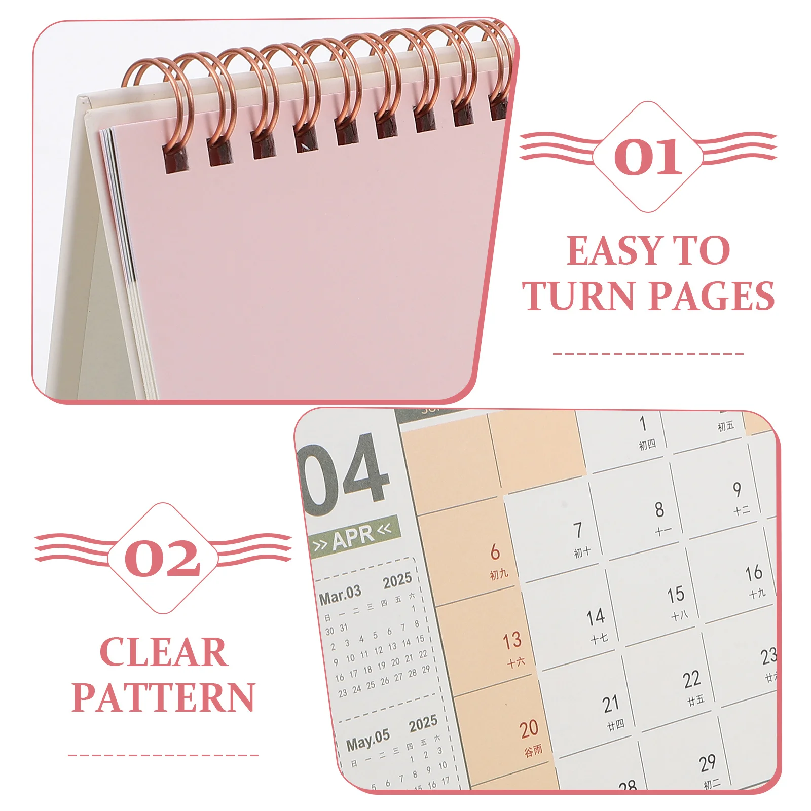

Medium Gold Stamping Calendar Office Desk Small 2024-2025 Paper Decorative Month