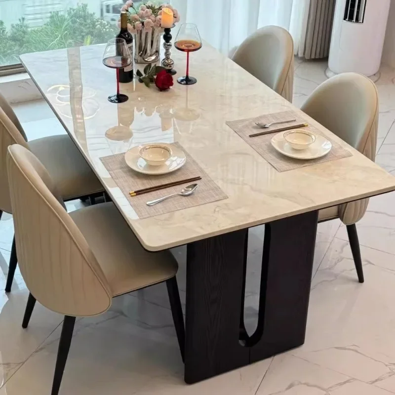Supercrystal stone dining table rectangular home light luxury simple fully supports the new marble dining table