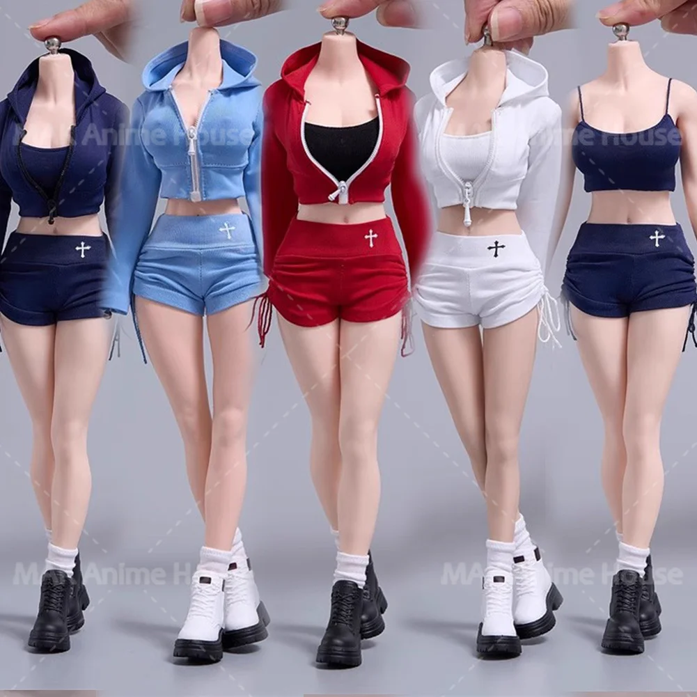 

cdtoys cd086 1/6 Show Waist Female Sports Wear Short Top Drawstring Shorts Clothes Model Fit 12'' Soldier Action Figure Body