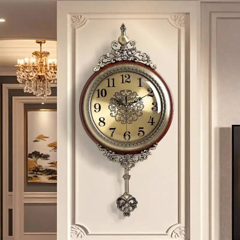 Luxury Wooden Large Wall Clock Frame Vintage Design Decoration Wall Clock Bedroom Aesthetic Nordic Reloj De Pared Decor Items