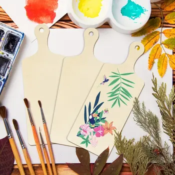 6ks mini dřevěné krájecí prkénko s rukojetí malé krájecí prkénko řemeslné dřevěné pádlovací prkénko pro DIY festivalové kuchyňské dekorace do domácnosti 8 nejlepší prodej Nástroje na řezání dřeva pro řemesla - №5