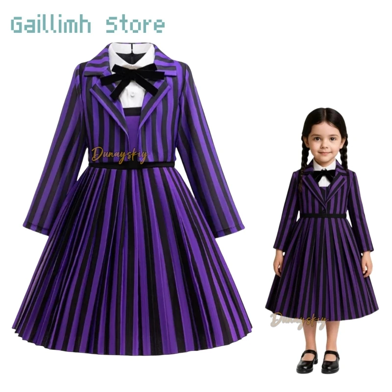 

Фильм Энид Косплей disfraz Девушки Фиолетовое Полосатое Платье Принцессы Для Хэллоуина Карнавал День Рождения Сценическое Платье