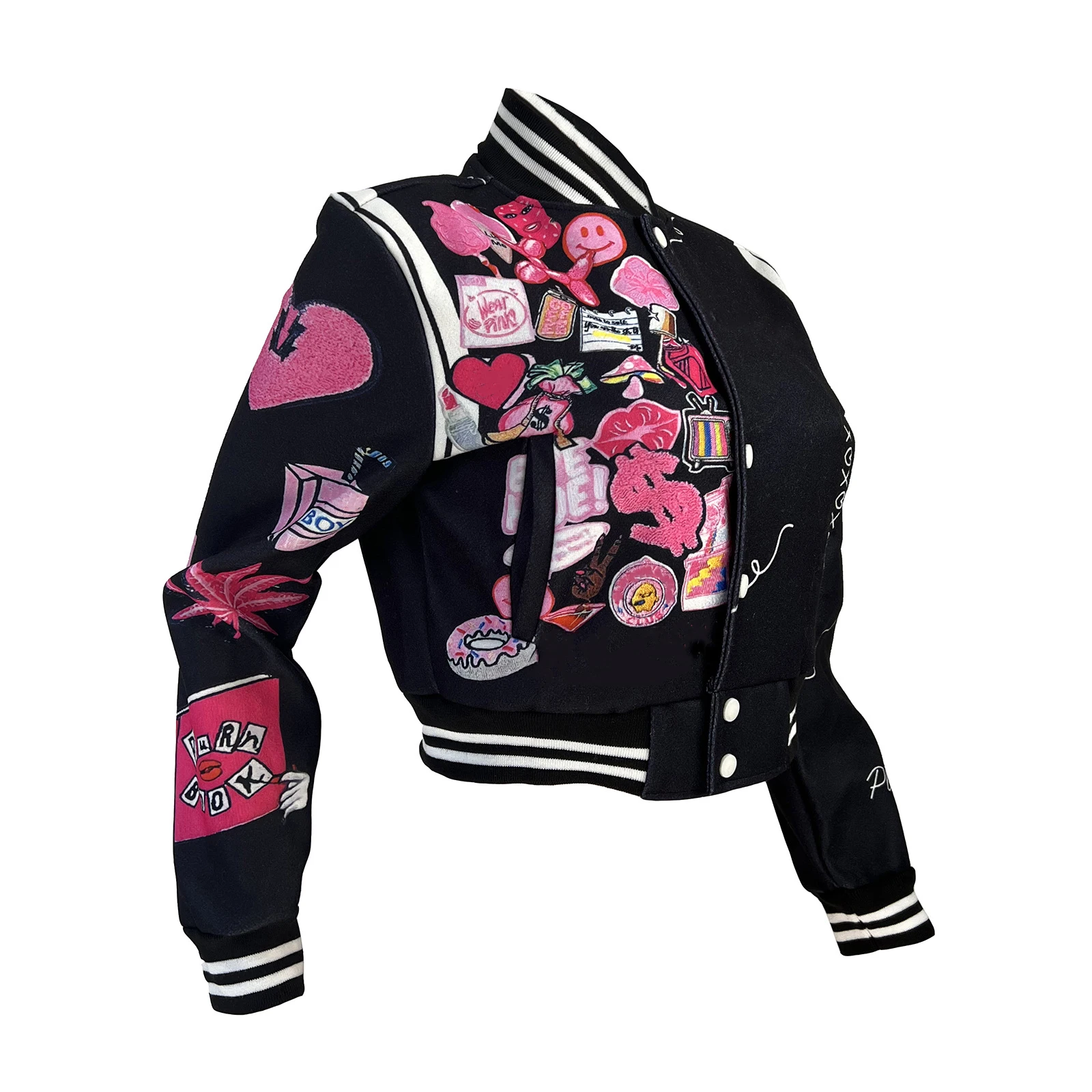 Vrouwen Baseball Jacket Varsity Bomber Jacket Racing Fashion Print Lange Mouwen Button Pocket Jassen Y2K Jassen Casual Streetwear