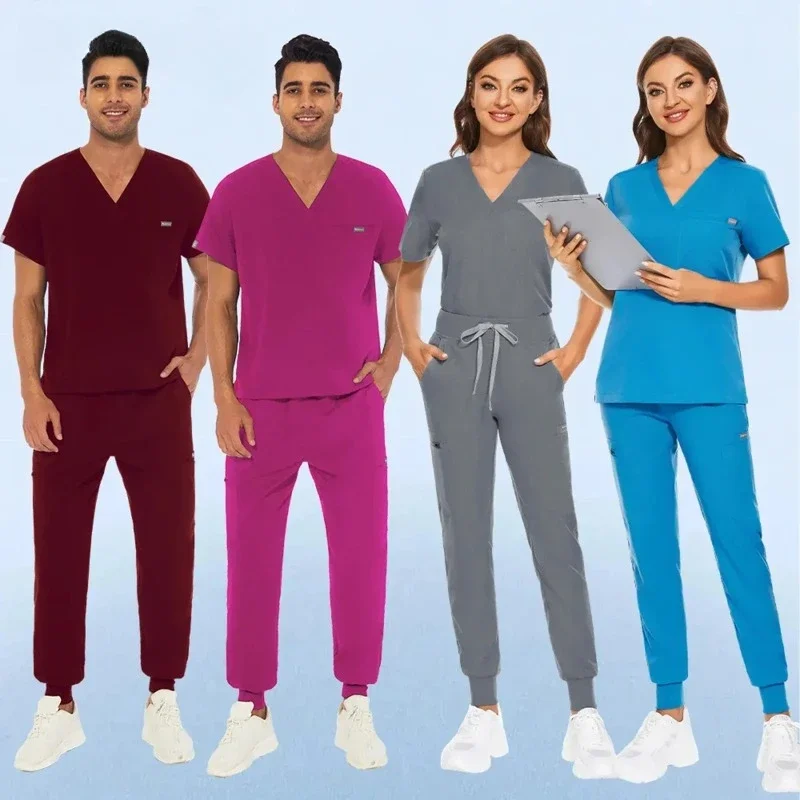 Medical Set Nurse Uniform Women Men Scrubs Workwear Beauty Salon Clothes Nursing Scrub Shirt Pants Nurse Uniform Medical Scrubs