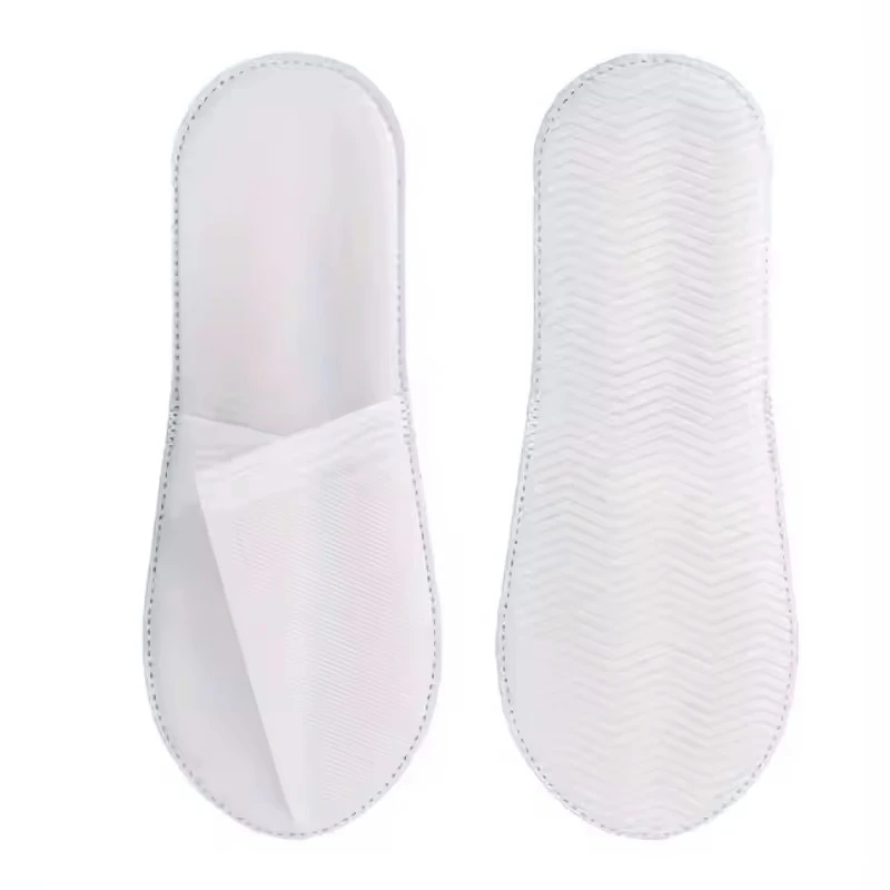 10/30Pairs White Disposable Slippers Hotel Family Travel Beauty Salon Guests Men Women Unisex Non Slip Non-woven Fabric Slippers