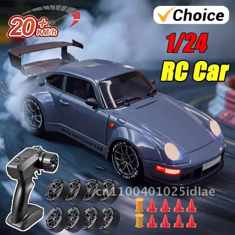

1:24 High Speed RC Drift Vehicle 20KM/H 4WD Remote Control Racing Car 993 Style Kid Toy with Replaceable Tires for Competition