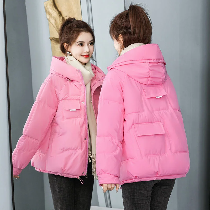 

2023 New Women Down Cotton Coat Winter Jacket Female Niche Bread Suit Short Style Hooded Thicken Outwear Leisure Time Overcoat