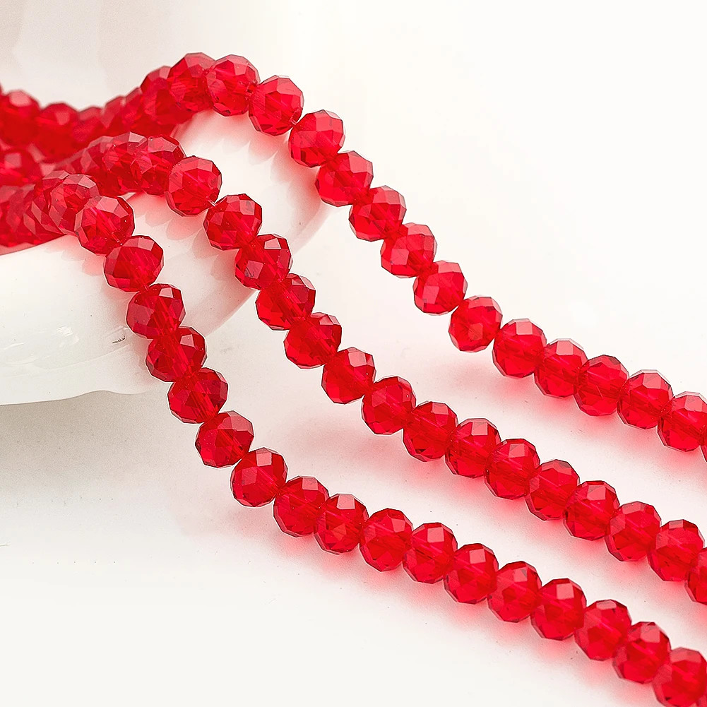 68pcs 8mm Faceted Glass Crystal Beads Red Round Loose Spacer Bead for Jewelry Making DIY Bracelet Necklace Craft Accessories