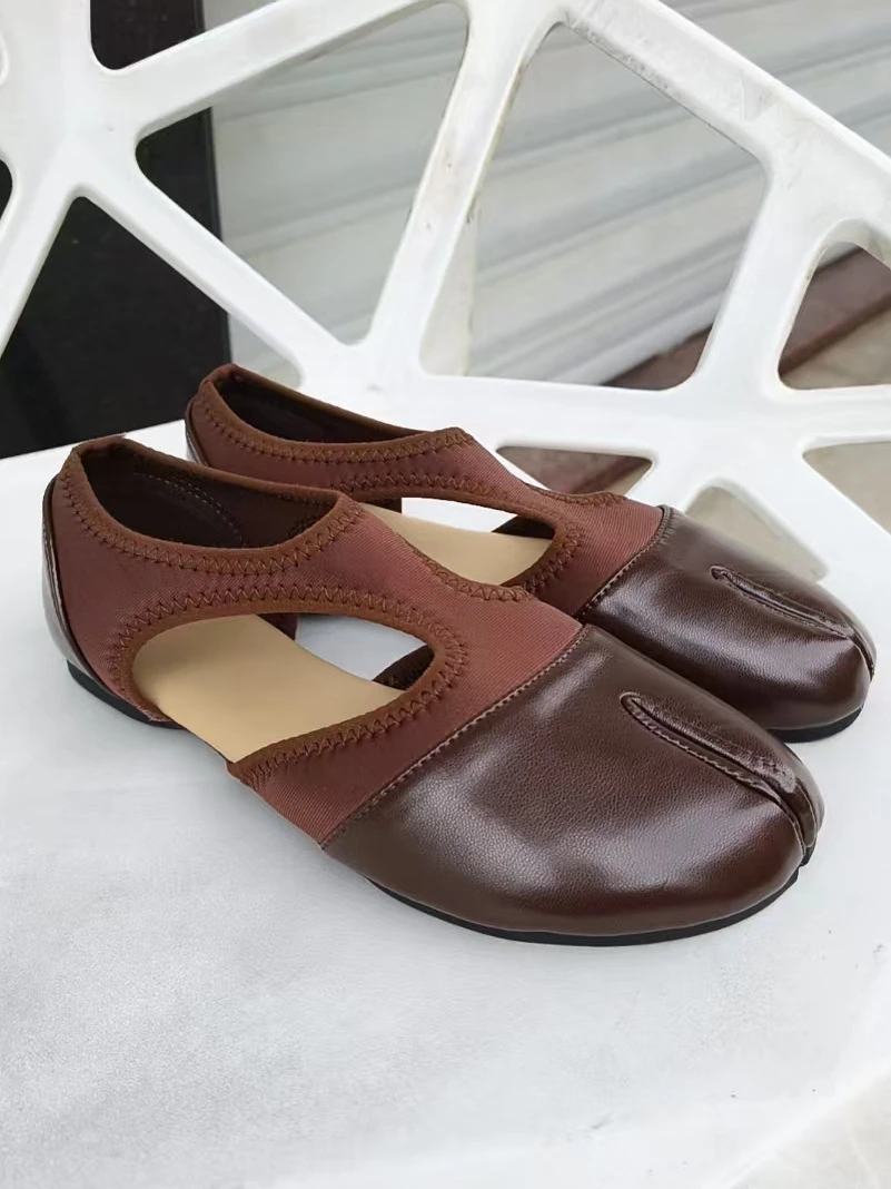 2026 Modische Damen-Markenschuhe Mary Janes Sommer Split-Toe Walking Sneakers Lässige Loafers Designer Schwarze Ballerinas Sandalen – Detail 10
