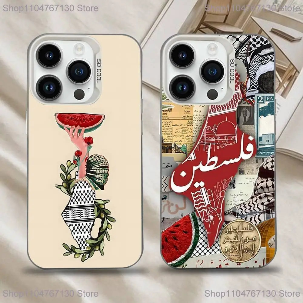 

Keffiyeh P-PalestineS-Flowers Phone Case For iPhone 16,15,14,13,12,11,Mini,Pro,SE,MAX White Matte Shockproof Cover