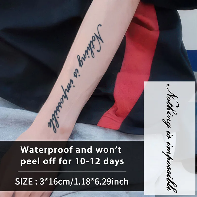 1Pc Artistic Lettering Waterproof Temporary Tattoo Stickers, Long-lasting Waterproof for One to Two Weeks, For Arm, Back, Leg.