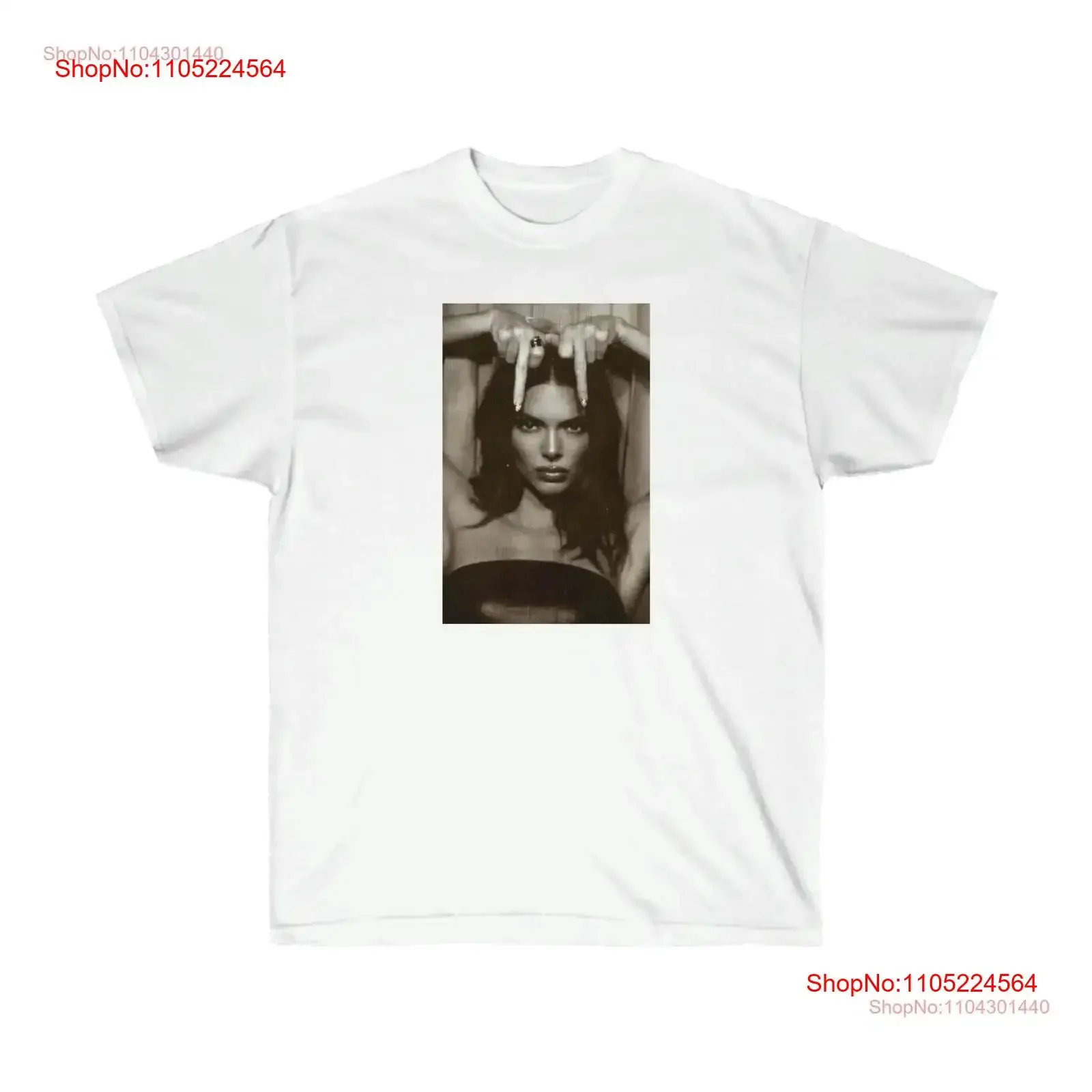 

Kendall Jenner Middle Finger T Shirt White Cotton Classic Fit with Black and Aesthetic Print vintage Washed streetwear
