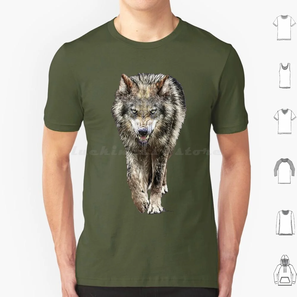 Wolf Prowling T Shirt 6Xl Cotton Cool Tee Wolf Wolf Animal Animal Growl Growling Big Bad Wolf Wolves Wolves Timber Wolf Arctic