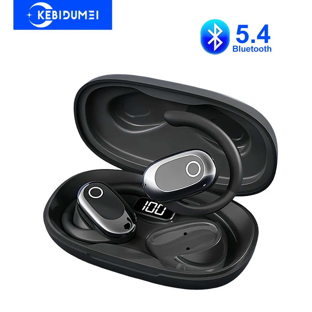 

Bluetooth 5.4 Earphones Ear Hook Headphones HiFi Stereo Noise Reduction Waterproof Earbuds Wireless Headsets for Xiaomi Huawei