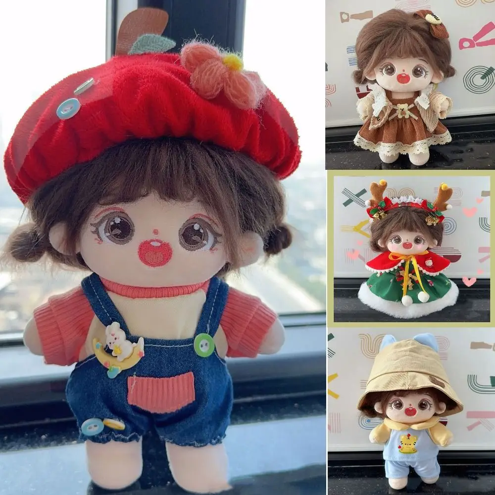 Jolies vêtements de poupée mignons avec bandeau de dessin animé, accessoires 6 Styles de vêtements de poupées en peluche, décoration de vêtements