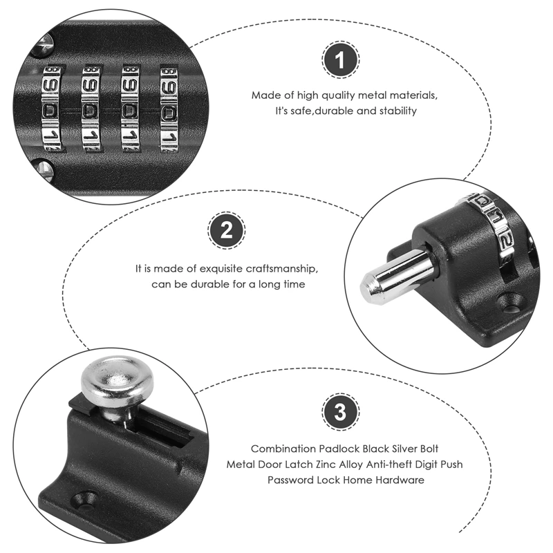 Wachtwoord Slot Bout Metalen Deur Klink Anti-Diefstal Veiligheidscombinatie Cijferige Hangslot Buiten Houten Poort Hardware