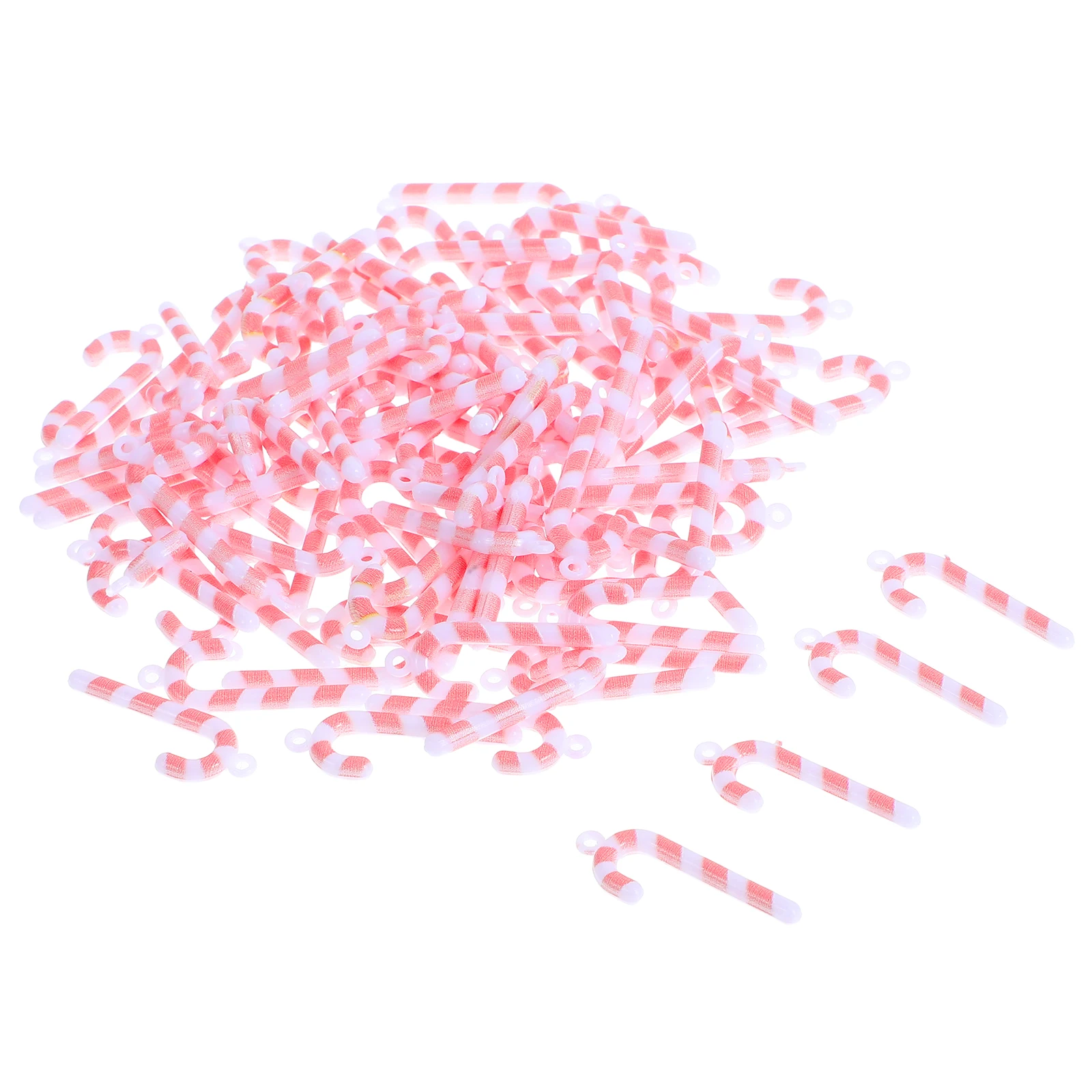 

100pcs Mini Christmas Candy Cane Ornaments 2.8Cm Red White Festive Tree Decor Diy Craft Hanging Accessories Plastic