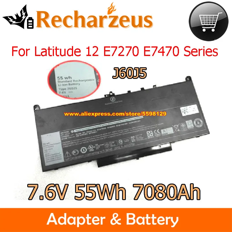 

Original 55Wh 7.6V 7080mAh J60J5 242WD Laptop battery MC34Y for Dell Latitude 12 14 Series E7470 E7270 E7260 N022L74701540CN