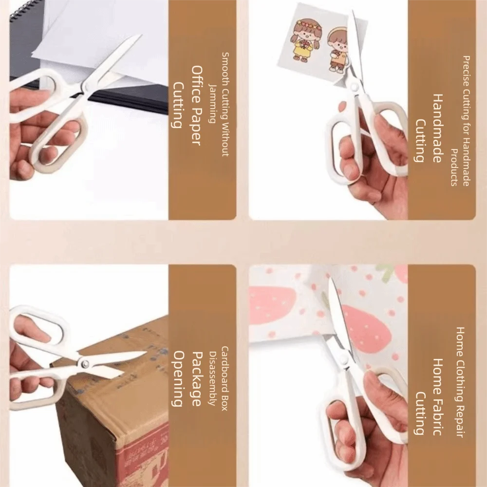 Stainless Steel Stationery Scissors Large Loop Handle Hitting Color Household Scissors Double Color 18cm Paper Scissors