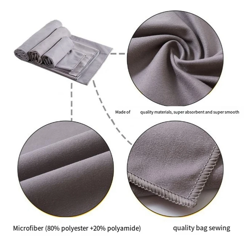 3 Size Pack Of Portable Microfiber Travel Towels Bag Fast Drying Towel Set Solid Color Double Sided Velvet Sports Towel