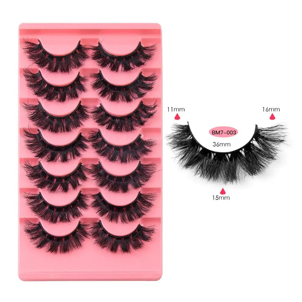 7 Pairs/box Wispy Fluffy Fake Mink Hair Eyelashes Thick Natural False Eyelashes Long Lasting Exaggerated Makeup Tool Women