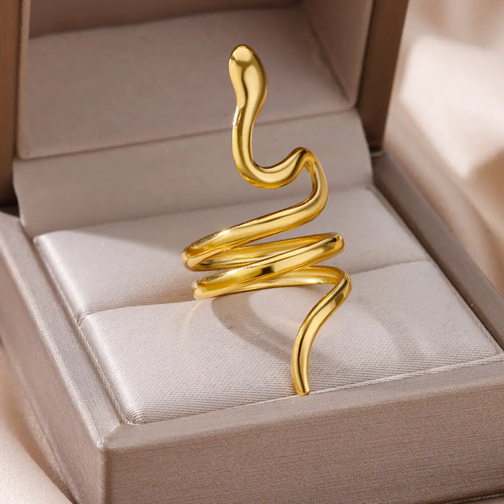 Gold Color Snake Rings for Women Men Vintage Stainless Steel Ring Female Gothic Jewelry Accesorios free shipping items anillos
